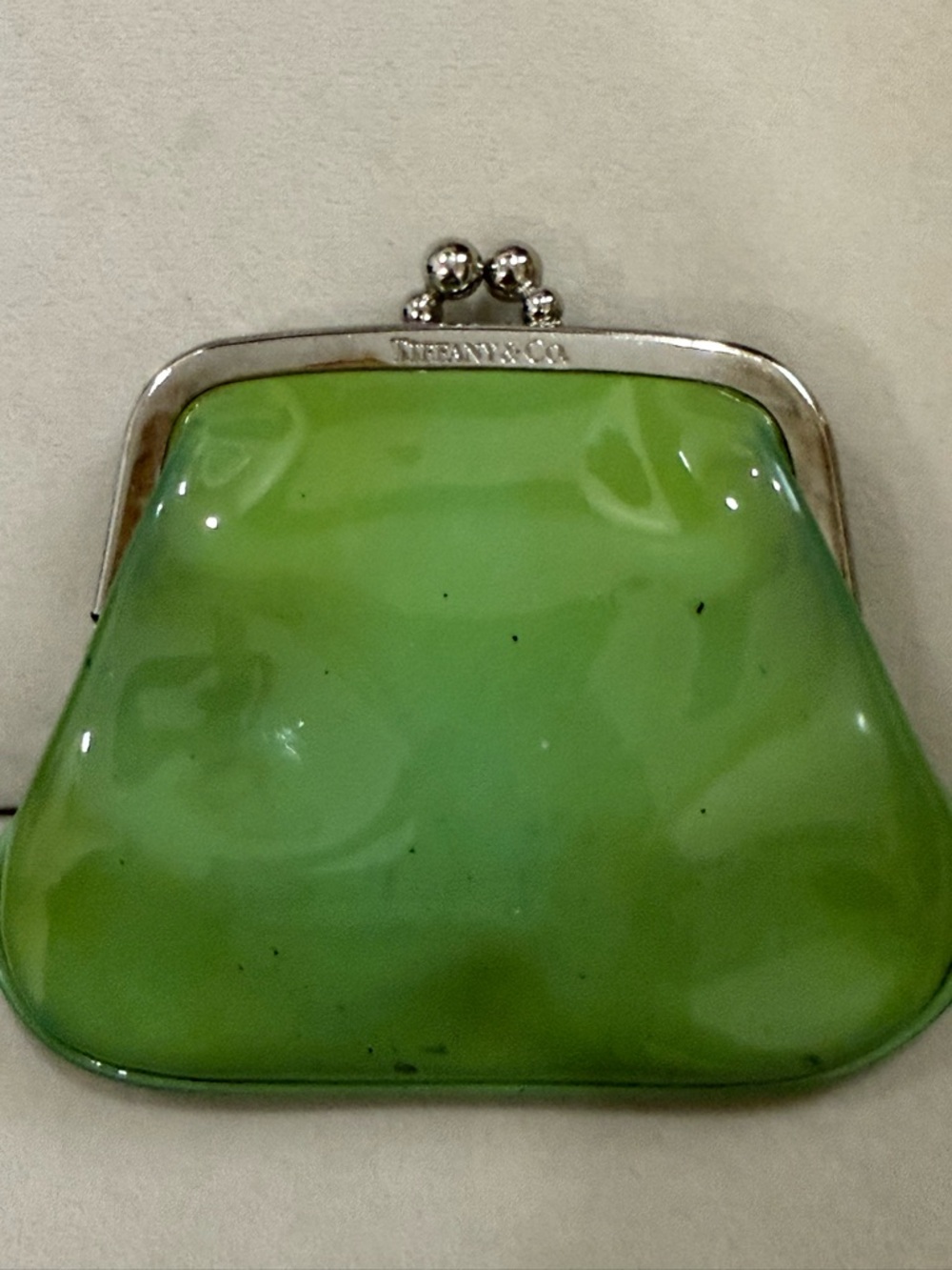 Tiffany & Co. Lime Green Patent Frame Coin Purse